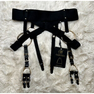 RARE🔥 Honey Birdette CARTER🖤 Gold Garter Suspender Belt XS